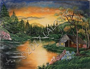 Cabin by the Lake by Lady Johnson Arias