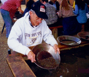Larry panning for gold